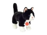 Teddy Hermann Katze Stehend, Kuscheltier, Stofftier, PlüSchtier, Schwarz Weiß, 20 Cm, 918202