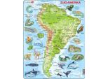 Larsen Puzzle Mappa Sud, America Geografica Con Animali, 65 Pezzi.