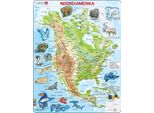 Larsen Jigsaw Puzzle Mappa Nord America Geograficamente Con Animali, 66Pz.