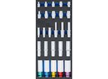 Bgs Carrello Officina Inserto 1/3: Chiavi A Bussola Esagonali Profonde 11 - 22 Mm Profilo E10 - E22 6,3 Mm (1/4") / 10 Mm (3/8"") / 12,5 Mm (1/2"") 26 Pezzi - 4147"