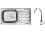 Steel Sink With 1-Bowl Faucet With Drainer