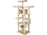 Wiltec Tiragraffi Beige Con Motivo A Zampa 172 Cm, Tiragraffi Per Gatti Con Piattaforme E Casette Per Gatti, Albero Per Gatti Con Amaca, Albero Da Arrampicata Per Gatti
