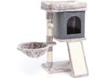 Tiragraffi Fudajo In Grigio Alto 71,5 Cm, Tiragraffi Per Gatti Con Piattaforma Di Osservazione, Albero Per Gatti Con Mangiatoia, Tiragraffi E Casetta, Albero Da Arrampicata Per Gatti