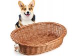 Letto Per Cani E Gatti In Vimini Kadax, Letto Per Animali Domestici In Colore Naturale, Letto Per Cani (15X65X50Cm)