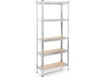 Scaffalatura Per Carichi Pesanti Wiltec 75X30X174Cm, Carico Totale 875Kg, Scaffale Senza Bulloni In Acciaio Zincato, Scaffale Di Carico Con 5 Ripiani, Scaffale Per Officina