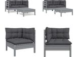 Vidaxl Set Salotto Da Giardino 3 Pezzi Con Cuscini In Legno Di Pino Massiccio Grigio - Set Salotto Da Giardino - Set Salotto Da Giardino - Set Mobili Da Giardino - Set Mobili Da Giardino