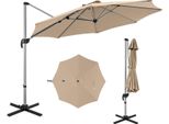 Ombrellone Costway Ø 330 Cm, Ombrellone A Sbalzo Con Manovella, Ruotabile A 360°, Angolo Di Inclinazione Regolabile, Upf 50+, Ombrellone Da Giardino, Ombrellone Da Mercato Beige