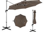 Ombrellone Costway Ø 330 Cm, Ombrellone A Sbalzo Con Manovella, Ruotabile A 360°, Angolo Di Inclinazione Regolabile, Upf 50+, Ombrellone Da Giardino, Ombrellone Da Mercato Marrone