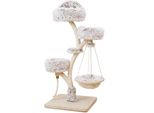 Tiragraffi Di Design Fudajo Con Design A Rami Alto 130 Cm, Tiragraffi Per Gatti Con Peluche E Sisal, Albero Da Arrampicata Per Gatti, Albero Per Gatti Con Lettino Appeso