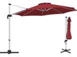 Ombrellone Costway Ø 330 Cm, Ombrellone A Sbalzo Con Manovella, Ruotabile A 360°, Angolo Di Inclinazione Regolabile, Upf 50+, Ombrellone Da Giardino, Ombrellone Da Mercato Rosso