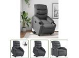 The Living Store Poltrona Relax Con Supporto In Piedi In Pelle Finta Grigia