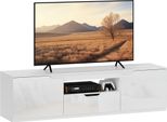 Homcom Mobile Tv Basso Con 2 Ante, Cassetto, Tavolo Tv Lungo 160 Cm Per Tv Fino A 65 Pollici, Pannello Tv Con Gestione Dei Cavi Per Il Soggiorno, Bianco