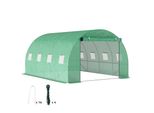 Serra Outsunny Di Circa 4 X 3 X 2 M Con 8 Finestre, Porta A Rullo, Pareti Laterali Avvolgibili, Tunnel In Pellicola Resistente Ai Raggi Uv, A Prova Di Inverno