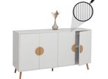 Credenza HWC-N89, Mobile Cassettiera Credenza, Design 3D In Legno Melaminico, 88X150X40Cm ~ Bianco