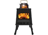 Stufa A Legna Per Esterni - Stufa Da Tenda/Campeggio - Portatile - Gambe Pieghevoli - Per Cucinare In Giardino E In Campeggio - Nero