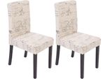 Set Di 2 Sedie Per Sala Da Pranzo Sedia Da Cucina Littau ~ Tessuto Con Scritte, Crema, Gambe Scure