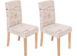 Set Di 2 Sedie Per Sala Da Pranzo Sedia Da Cucina Littau ~ Tessuto Con Scritte, Crema, Gambe Chiare