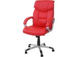Sedia Da Ufficio HWC-A71, Sedia Girevole Executive, Pelle Finta ~ Rosso