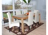 Set Di 6 Sedie Per Sala Da Pranzo Sedia Da Cucina Sedia Latina, Pelle ~ Crema, Gambe Scure