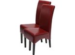 Set Di 2 Sedie Per Sala Da Pranzo Sedia Da Cucina Sedia Latina, Pelle ~ Rosso, Gambe Scure