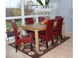 Set Di 6 Sedie Per Sala Da Pranzo Sedia Da Cucina Sedia Latina, Pelle ~ Rosso, Gambe Scure
