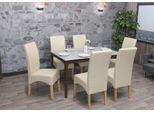 Set Di 6 Sedie Per Sala Da Pranzo Sedia Da Cucina Sedia Latina, Pelle ~ Crema, Gambe Chiare