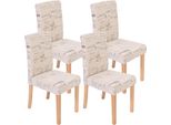 Set Di 4 Sedie Per Sala Da Pranzo Sedia Da Cucina Littau ~ Tessuto Con Scritte, Crema, Gambe Chiare