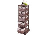 Cassettiera A Ripiani Con 5 Cassetti A Cestello 90X25X28Cm, Look Shabby, Vintage ~ Marrone