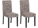 Set Di 2 Sedie Per Sala Da Pranzo Sedia Da Cucina Littau ~ Tessuto Con Scritte, Grigio, Gambe Scure