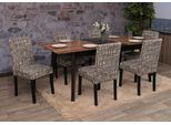 Set Di 6 Sedie Per Sala Da Pranzo Sedia Da Cucina Littau ~ Tessuto Con Scritte, Grigio, Gambe Scure