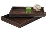 Set Di 2 Ciotole T285, Vassoio Da Portata Vassoio Da Colazione Vassoio In Legno Vassoio Decorativo, Look Shabby ~ Marrone
