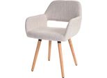 Sedia Da Sala Da Pranzo HWC-A50 Ii, Sedia Da Cucina, Design Retrò Anni '50 ~ Tessuto, Crema/Grigio, Gambe Leggere