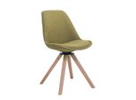Clp Sedia Visitatore Troyes Tessuto Quadrato Girevole E Con Gambe Angolari In Legno, Verde Naturale