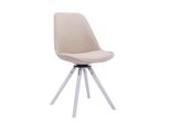 Clp Sedia Visitatore Troyes In Tessuto Girevole E Con Gambe In Legno Rotonde, Bianco Crema