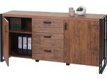 Credenza HWC-A27, Cassettiera, Armadio, Struttura 3D 2 Vani Portaoggetti 80X160X40Cm Mdf Mvg In Metallo ~ Aspetto Rovere Selvatico