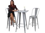 Set Tavolo Bar + 2X Sgabello Bar HWC-A73, Tavolo Bar Sgabello Bar, Design Industriale In Metallo ~ Grigio