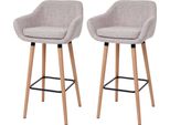 Set Di 2 Sgabelli Da Bar Malmö T381, Sgabello Da Banco ~ Tessuto, Grigio Crema