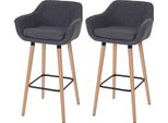 Set Di 2 Sgabelli Da Bar Malmö T381, Sgabello Da Bar ~ Tessuto, Grigio