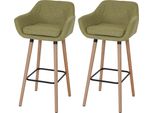Set Di 2 Sgabelli Da Bar Malmö T381, Sgabello Da Bar ~ Tessuto, Verde Chiaro