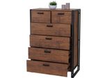 Credenza HWC-A27, Cassettiera, Armadio, 6 Cassetti 115X80X40Cm Struttura 3D, Aspetto Rovere Selvatico