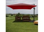 Ombrello Semaforo Gastronomico HWC-A96, Ombrellone, 3X4M (Ø5M) Poliestere/Alluminio 26Kg ~ Bordeaux Con Supporto