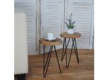 Set Di 2 Tavolini HWC-A80, Tavolino Da Salotto, Legno Industriale Mvg Ø25Cm ~ Colore Naturale