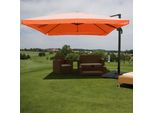 Ombrello Semaforo Gastronomico HWC-A96, Ombrellone, 3X4M (Ø5M) Poliestere/Alluminio 26Kg ~ Falda, Terracotta Con Supporto