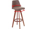Sgabello Da Bar HWC-C43, Sgabello Da Banco, Girevole In Legno Tessile ~ Marrone Vintage, Gambe Chiare