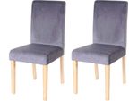 Set Di 2 Sedie Per Sala Da Pranzo Sedia Da Cucina Littau, Velluto ~ Grigio, Gambe Chiare