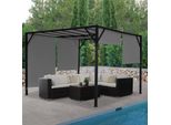 Pergola Baia, Tetto A Padiglione Da Giardino, Robusta Struttura In Acciaio Da 6 Cm + Tetto Scorrevole Grigio ~ 3X3M