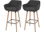 Set Di 2 Sgabelli Da Bar Malmö T381, Sgabello Da Banco ~ Tessile, Grigio Scuro