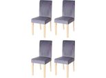 Set Di 4 Sedie Per Sala Da Pranzo Sedia Da Cucina Littau, Velluto Certificato Mvg ~ Grigio, Gambe Chiare