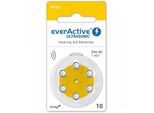 Everactive 10, 6 Pezzi, Batterie Per Apparecchi Acustici, Ad Alte Prestazioni, Zinco-Aria, 1 Blister, Durata Di Conservazione Di 4 Anni, Giallo, Ultrasuoni PR70