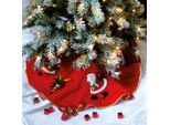 Tappetini Decorativi Sotto L'albero Di Natale Con Motivo Di Babbo Natale, Rosso